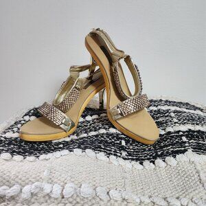 Metallic Rhinestone Dress Sandal